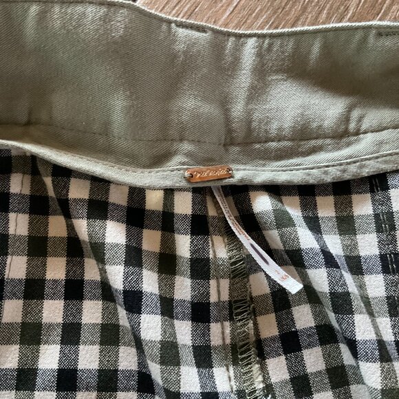 Free People Jules gingham olive green/black high waist, wide leg pants sz 2 - Picture 4 of 13